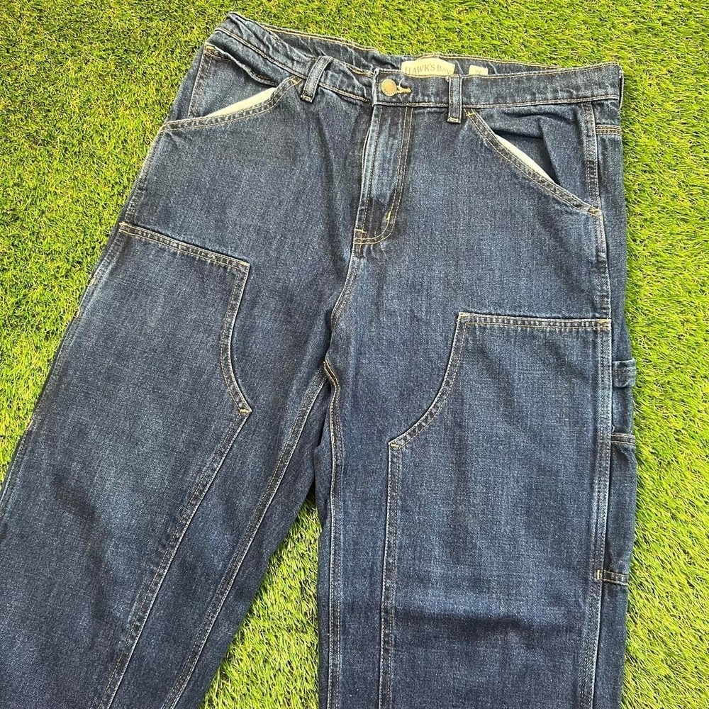 Hawk's Bay Double Knee Carpenter Jeans W34 Blue Utility Workwear Relaxed Denim
